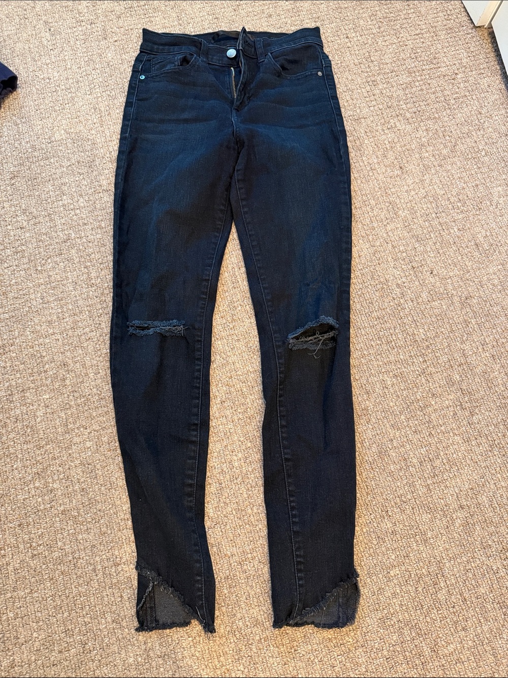 Women's Black Skinny Distressed Jeans with Knee Rips